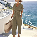 Ensemble cache-cœur et pantalon carotte pour femme