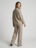 Ensemble col polo pantalon large fluide pour femme