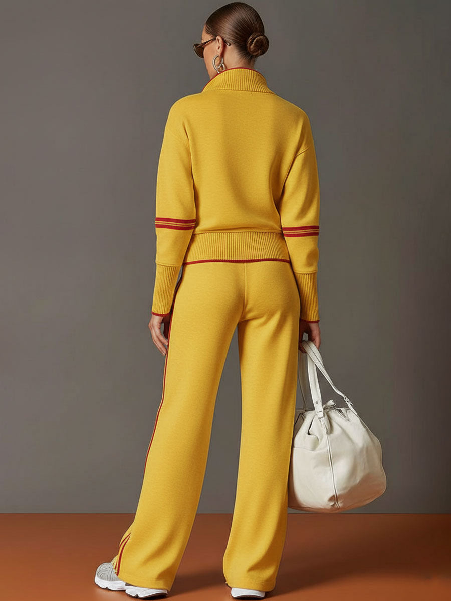 Ensemble sweat demi-zip et pantalon large à bandes pour femme – vue 5