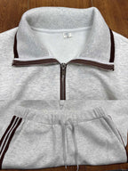 Ensemble sweat demi-zip et pantalon large à bandes pour femme – vue 7