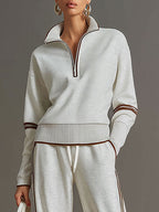 Ensemble sweat demi-zip et pantalon large à bandes pour femme – vue 10