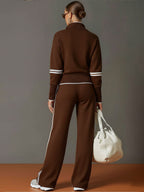 Ensemble sweat demi-zip et pantalon large à bandes pour femme – vue 4