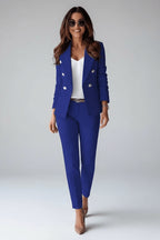 Ensemble tailleur blazer croisé et pantalon pour femme
