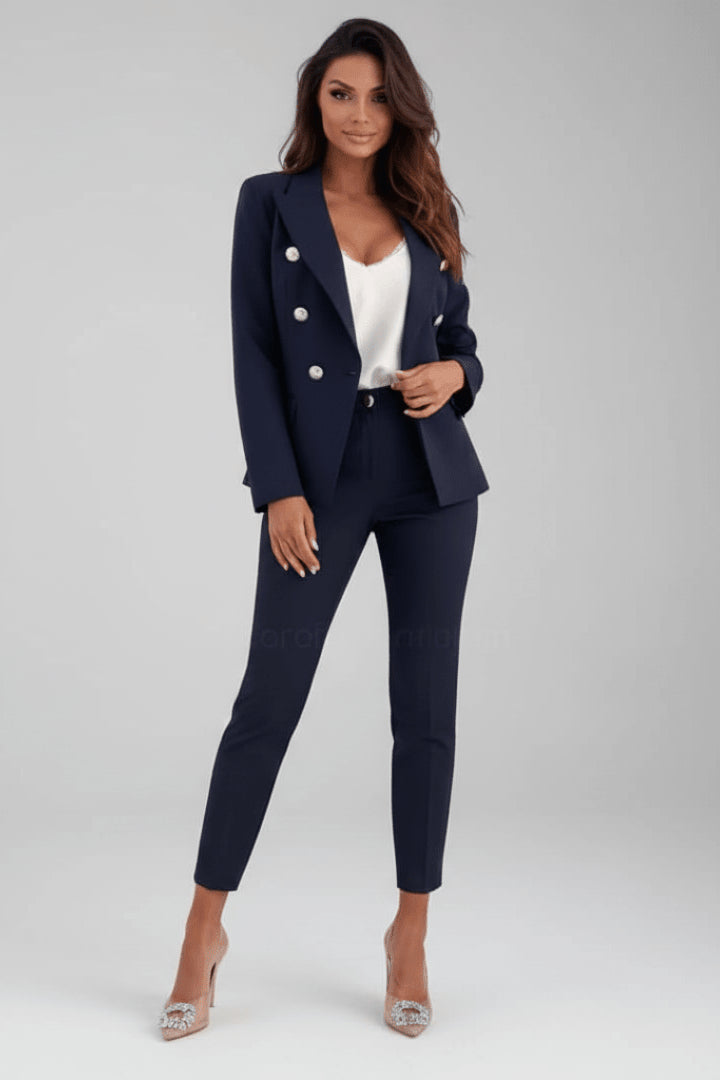 Ensemble tailleur blazer croisé et pantalon pour femme