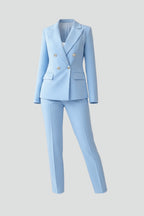 Ensemble tailleur blazer croisé et pantalon pour femme