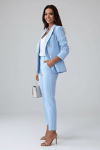 Ensemble tailleur blazer croisé et pantalon pour femme