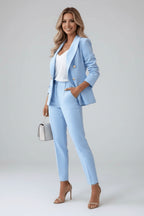 Ensemble tailleur blazer croisé et pantalon pour femme