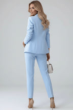 Ensemble tailleur blazer croisé et pantalon pour femme