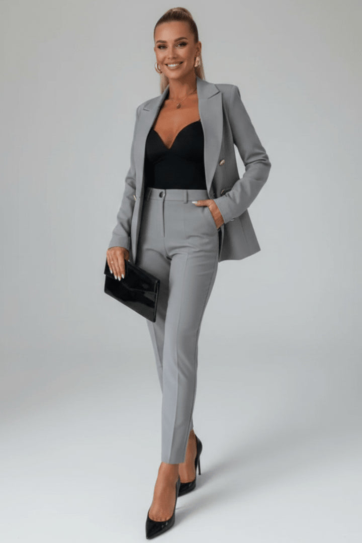 Ensemble tailleur blazer croisé et pantalon pour femme