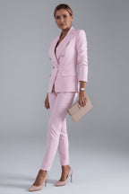 Ensemble tailleur blazer croisé et pantalon pour femme