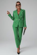Ensemble tailleur blazer croisé et pantalon pour femme