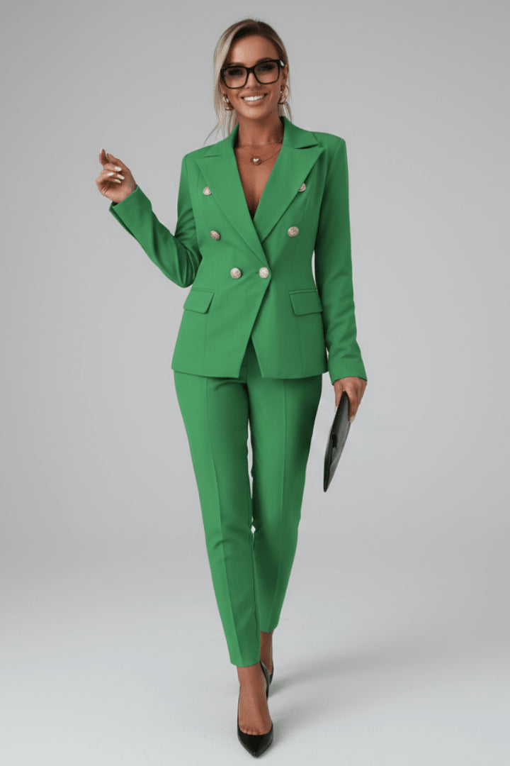Ensemble tailleur blazer croisé et pantalon pour femme