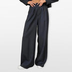 Ensemble tailleur veste courte pantalon large pour femme
