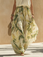 Ensemble top et pantalon large fleuri pour femme