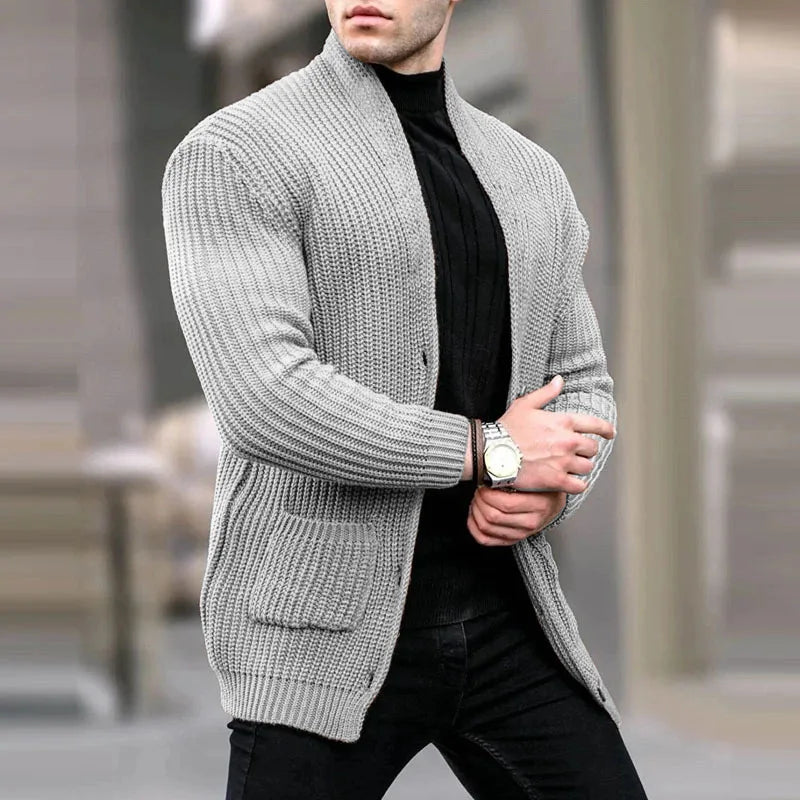 Gilet col châle poches plaquées gris clair pour homme
