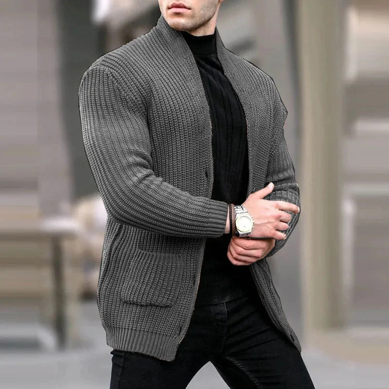 Gilet col châle poches plaquées gris foncé pour homme