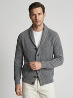 Gilet col châle côtelé boutonné gris pour homme