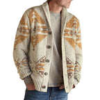 Gilet col châle motif géométrique boutonné pour homme