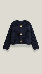 Gilet court côtelé boutons dorés pour femme – vue 4