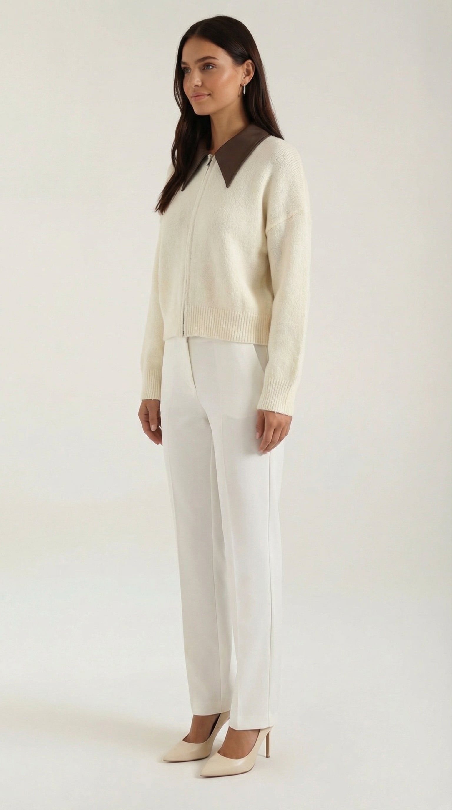 Gilet court zippé col contrasté pour femme – vue 5