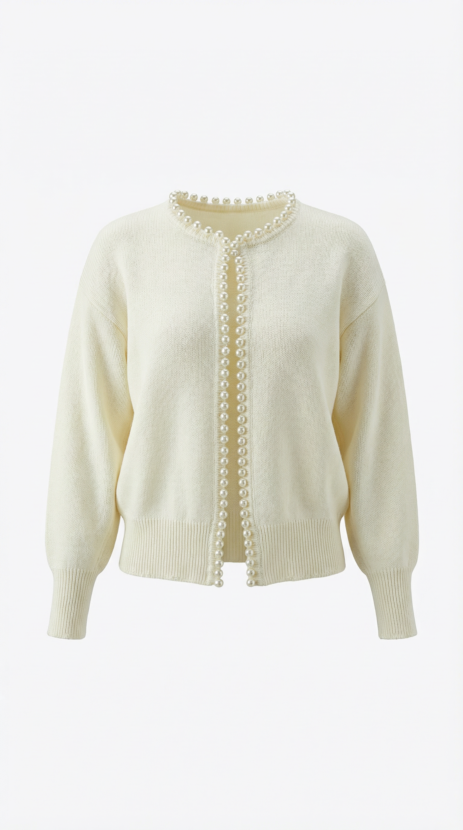 Gilet ouvert bordure perles manches longues pour femme – vue 4