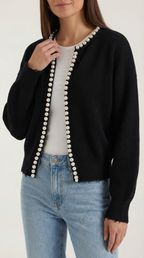 Gilet ouvert bordure perles manches longues pour femme – vue 6