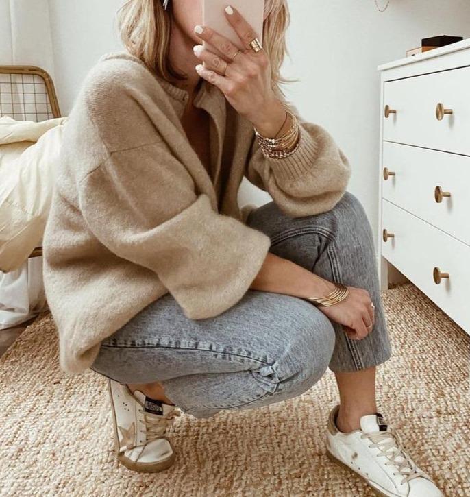 Gilet oversize à boutons épaules tombantes pour femme – vue 2