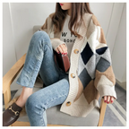 Gilet oversized motifs géométriques col V pour femme – vue 2