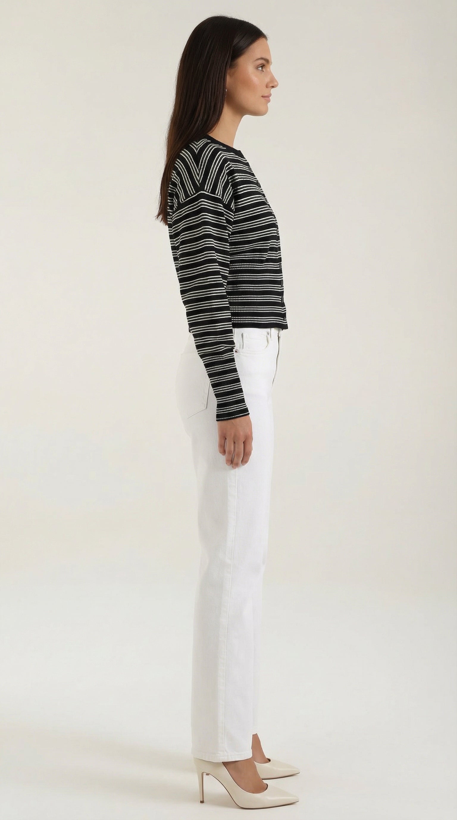 Gilet rayé à boutons coupe ample pour femme