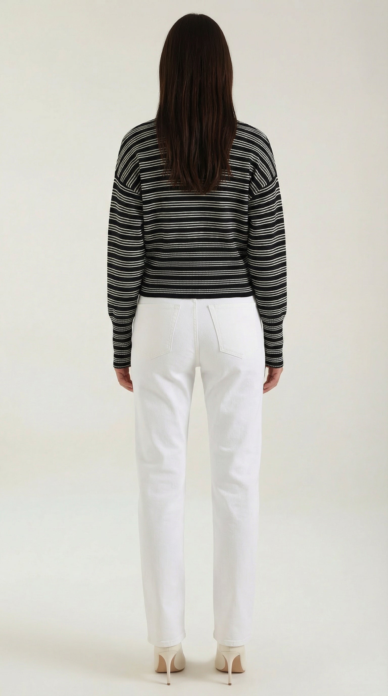 Gilet rayé à boutons coupe ample pour femme – vue 3