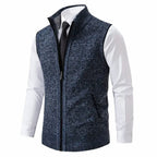 Gilet sans manches zippé col montant bleu pour homme