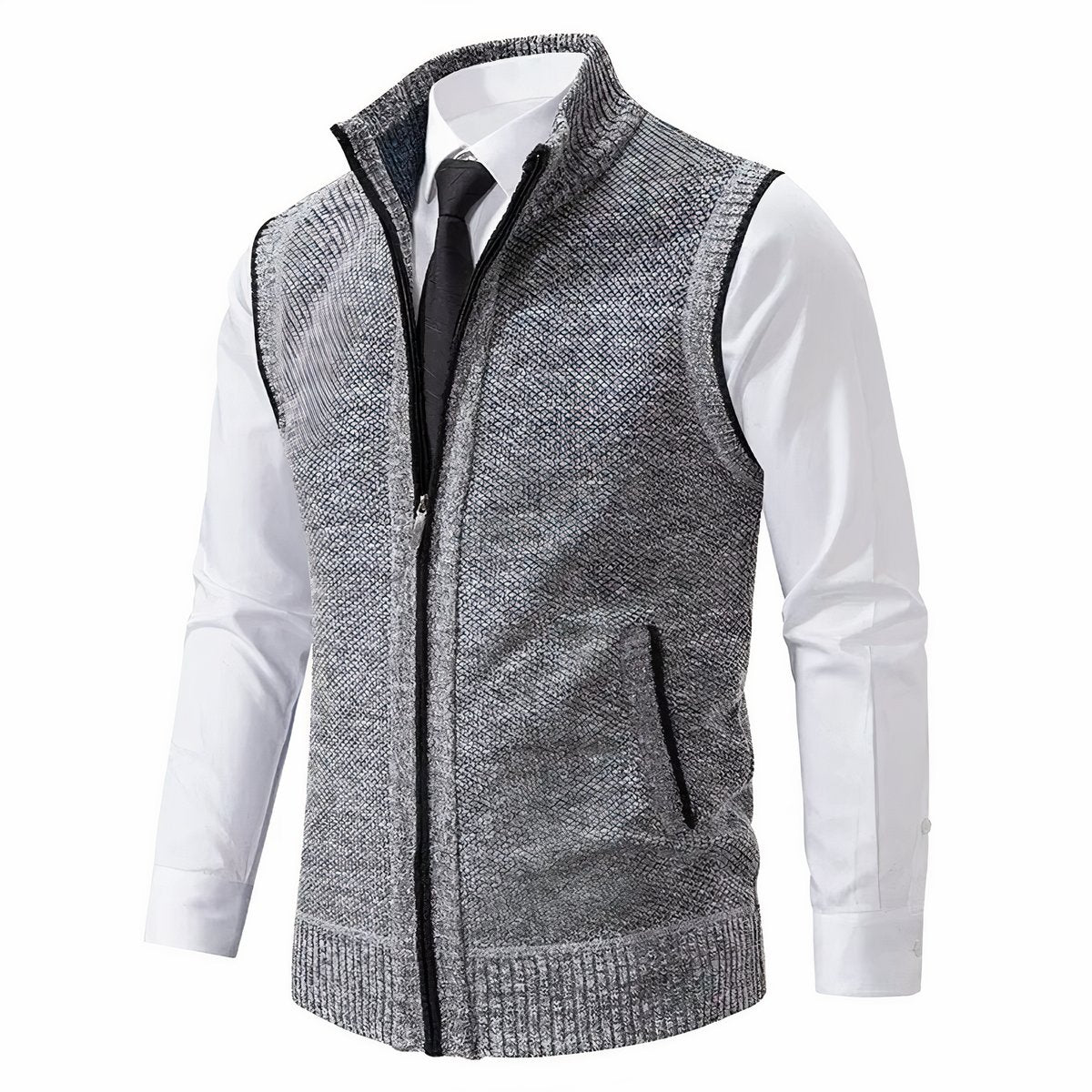 Gilet sans manches zippé col montant gris clair pour homme