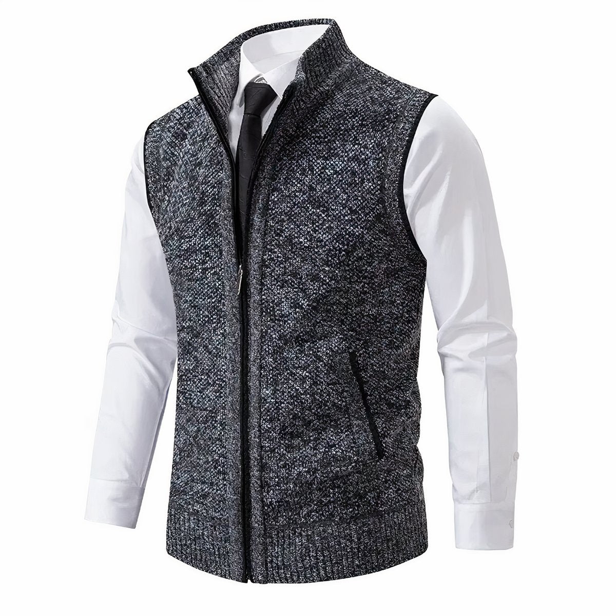 Gilet sans manches zippé col montant gris foncé pour homme
