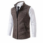 Gilet sans manches zippé col montant marron pour homme