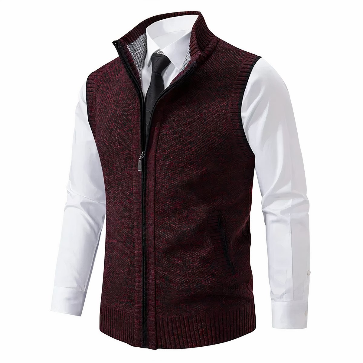 Gilet sans manches zippé col montant rouge pour homme
