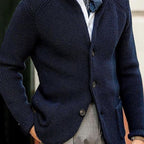 Gilet texturé boutonné col montant bleu pour homme