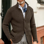 Gilet texturé boutonné col montant café pour homme