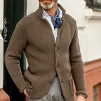Gilet texturé boutonné col montant marron pour homme