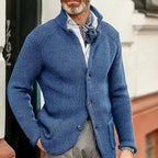 Gilet texturé boutonné col montant sky bleu pour homme