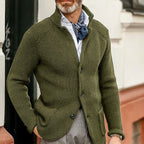 Gilet texturé boutonné col montant vert pour homme