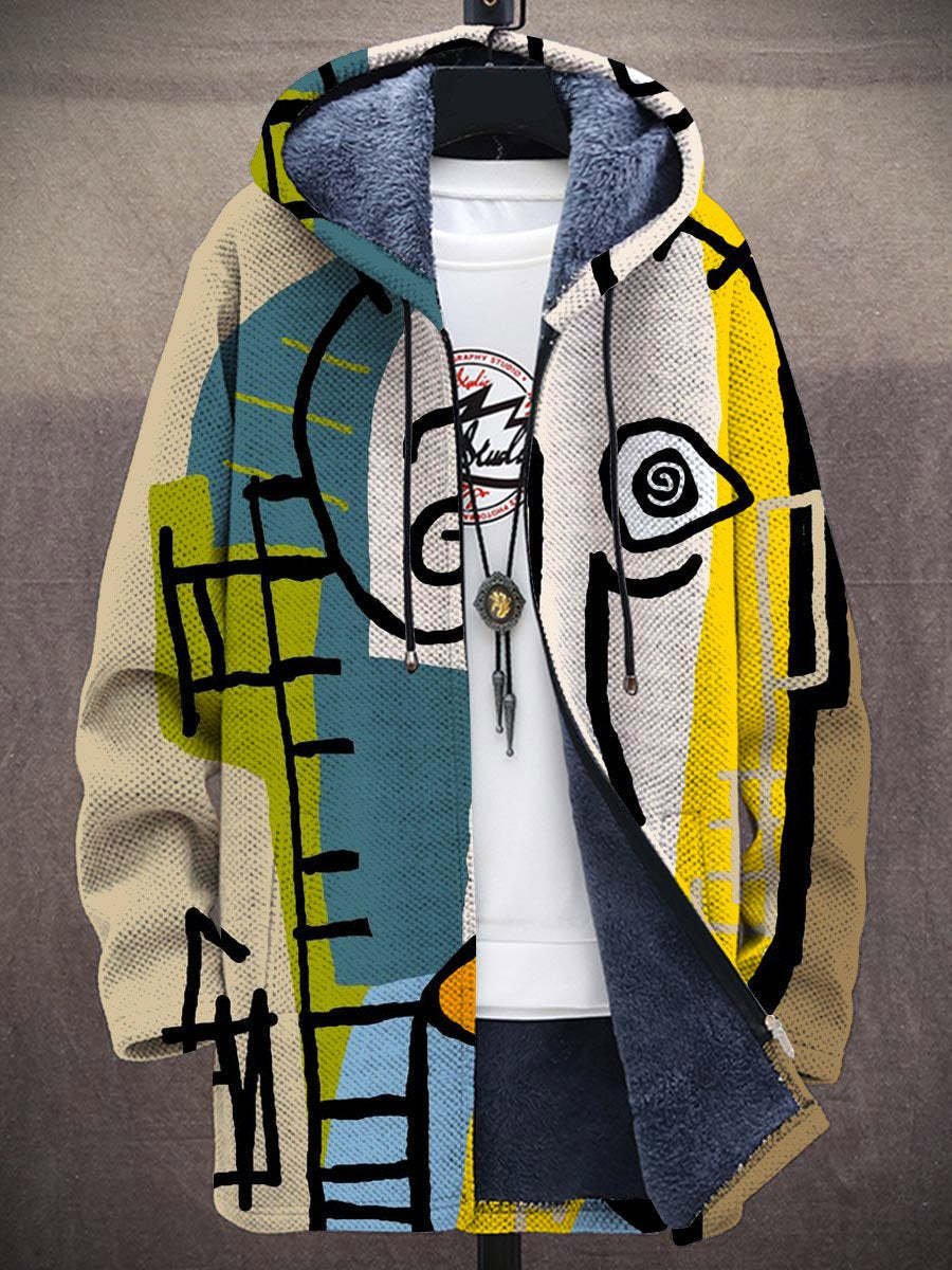 Gilet zippé à capuche imprimé graphique multicolore multicolore pour homme