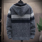 Gilet zippé à capuche avec rayures horizontales pour homme