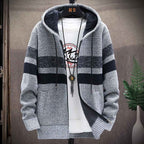 Gilet zippé à capuche avec rayures horizontales gris clair pour homme