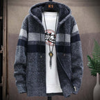 Gilet zippé à capuche avec rayures horizontales gris foncé pour homme