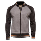 Gilet zippé bicolore à col montant marron pour homme