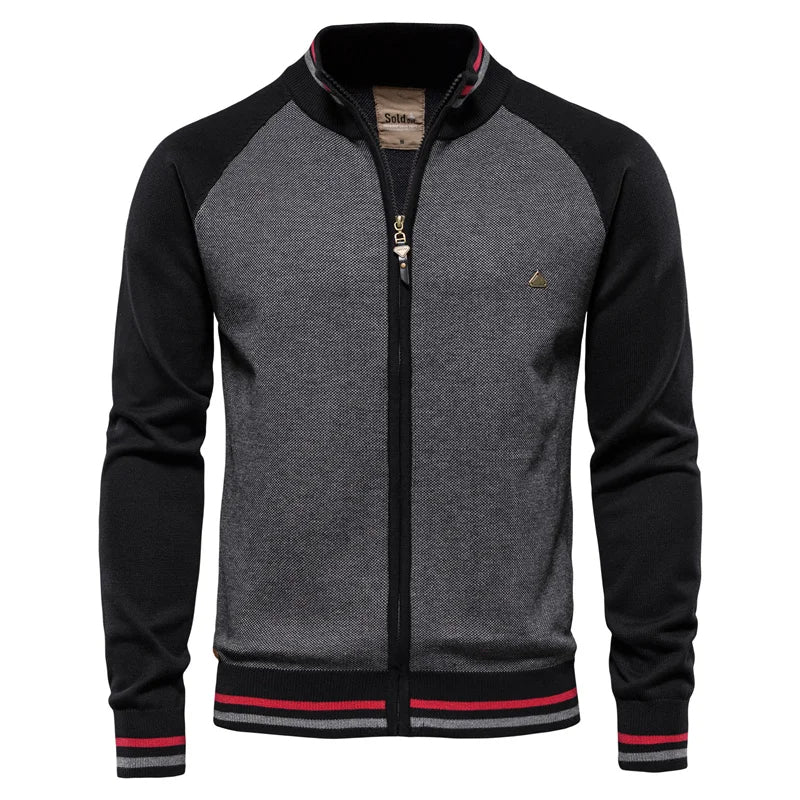 Gilet zippé bicolore à col montant noir pour homme