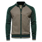 Gilet zippé bicolore à col montant vert pour homme