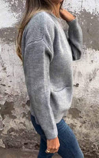 Gilet zippé côtelé col montant poches pour femme