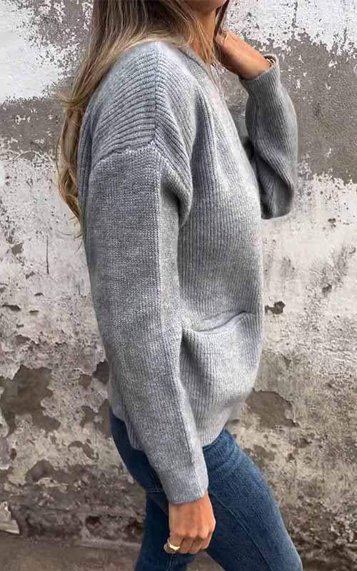 Gilet zippé côtelé col montant poches pour femme