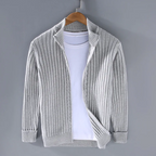 Gilet zippé côtelé col montant gris clair pour homme